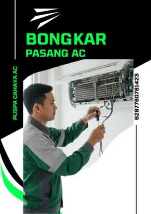 seorang teknisi ac sedang melakukan pembongkaran ac
